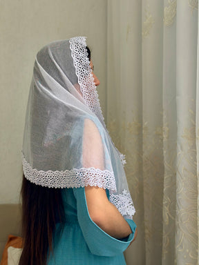 Véu CCB, com apliques de notas musicais - Harmonia