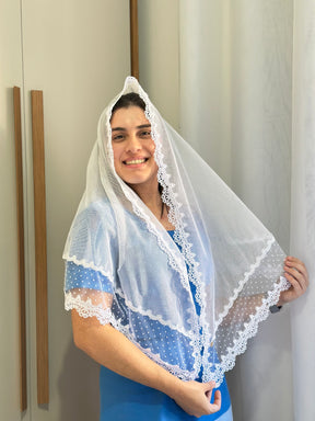 Véu CCB, com entremeio de bolinha - Naomi