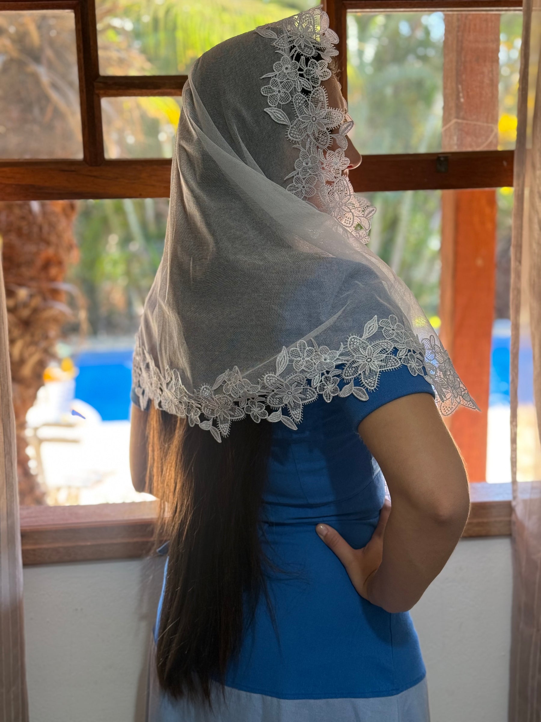 Véu CCB, em Guipir florais - Primavera