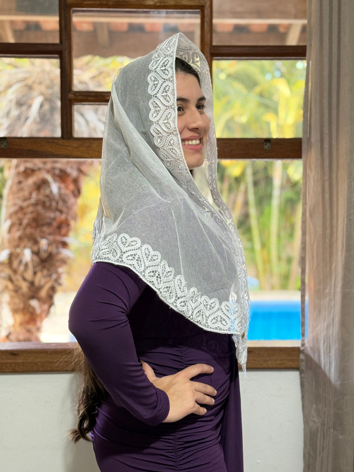 Véu CCB, Guipir de corações duplo - Amoraa