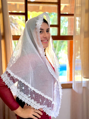 Véu CCB, com notas musicais - Gil Musical