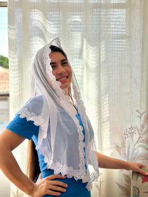 Véu CCB, em Guipir médio de flores - Esperança