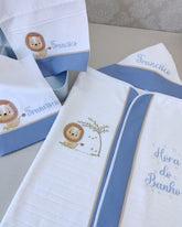 Kit 3 Peças Enxoval Manta, Fralda e Banho - Bordados Bebê Masculino - (Escolha o seu Bordado)