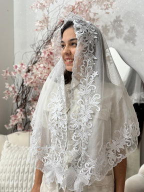 Véu CCB - Feito com apliques de flores e Laços, Véu Queren
