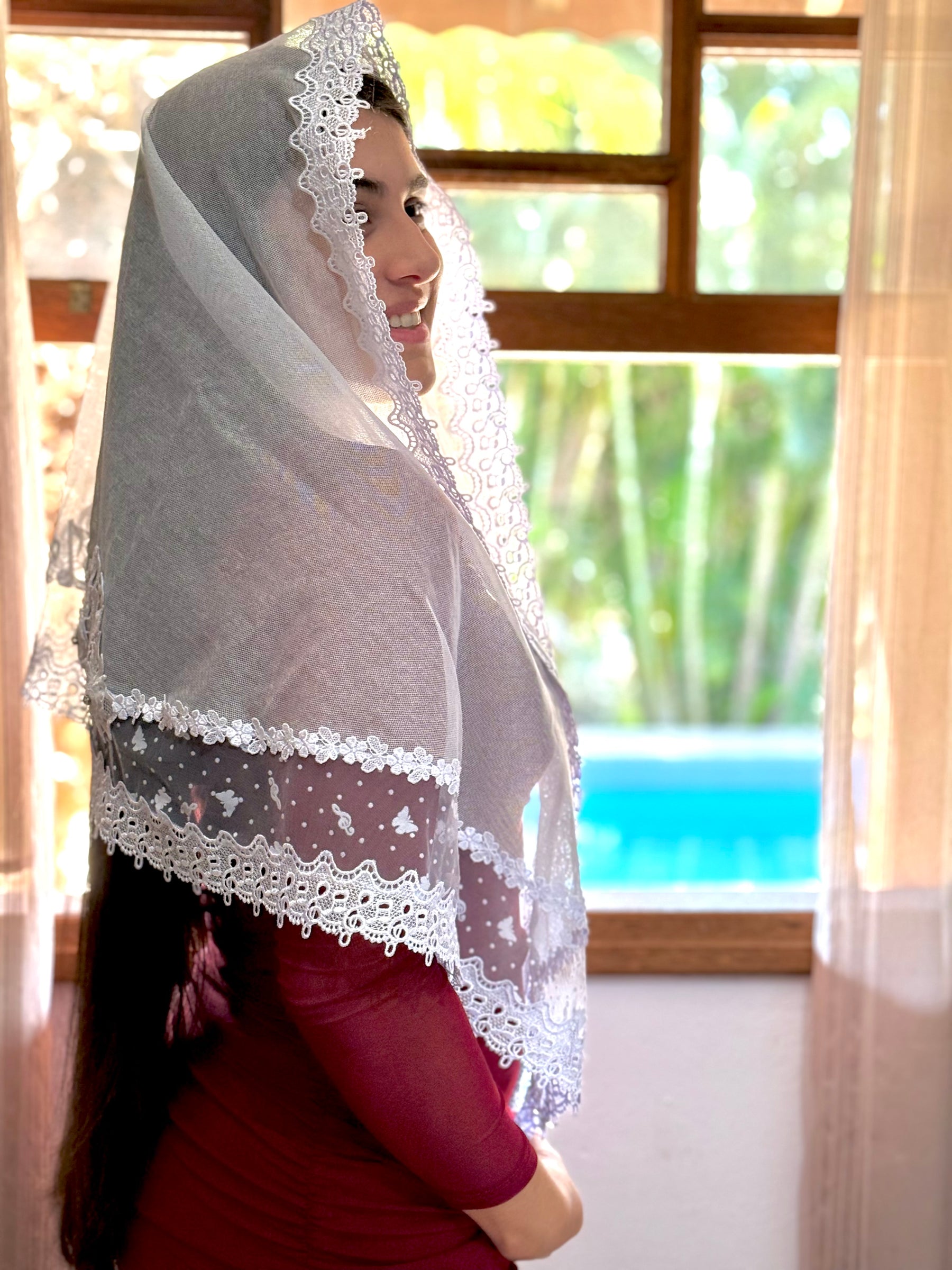 Véu CCB, com notas musicais - Gil Musical