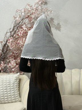 Véu CCB, Retangular com guipir delicado - Aura