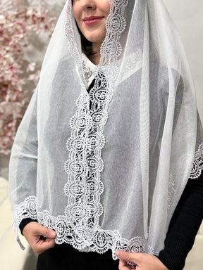 Véu CCB, Retangular com guipir de notas musicais - Nice