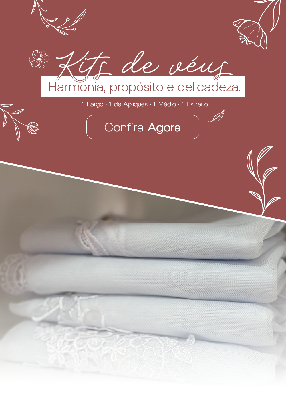 Kit Véus CCB  Quatro Modelos De Véus Encantadores (Rendas Diversas) -  Coleção Florescer